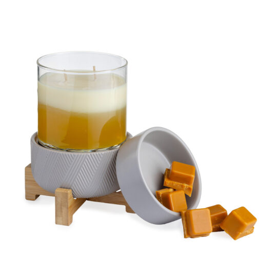 2 in 1 Wax Melt Warmer or Candle Warmer with Wooden Pedestal Home Decor